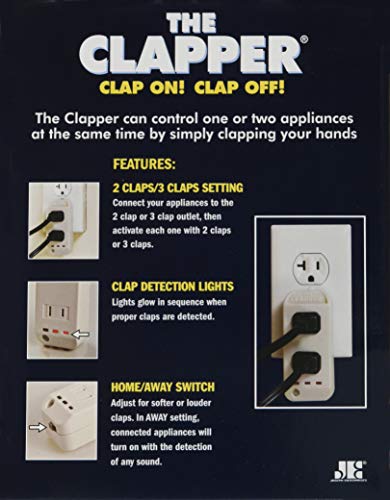 You are currently viewing The Clapper, Wireless Sound Activated On/Off Light Switch, Clap Detection, Perfect for Kitchen/Bedroom/TV/Appliances, 120 V Wall Plug, Smart Home Technology, As Seen On TV Household Gift