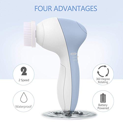 You are currently viewing Facial Cleansing Brush [Newest 2020], PIXNOR Waterproof Face Spin Brush with 7 Brush Heads for Deep Cleansing, Gentle Exfoliating, Removing Blackhead, Massaging