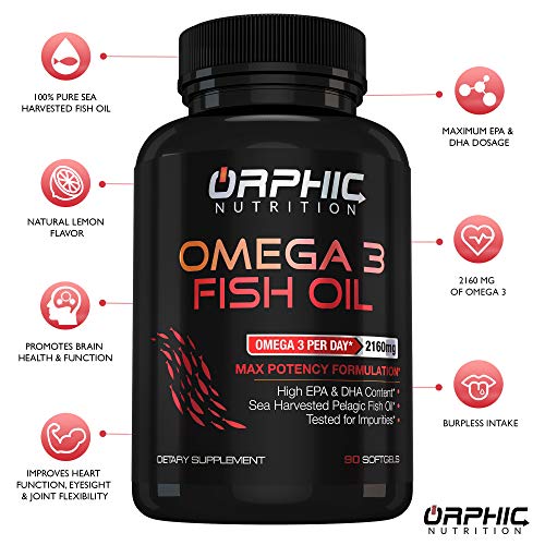 Read more about the article Omega 3 Fish Oil Supplements Max Potency Burpless Lemon Flavored Capsules 3600mg – Essential Fatty Acids Supplement for Heart, Joint Health – 90 Softgels