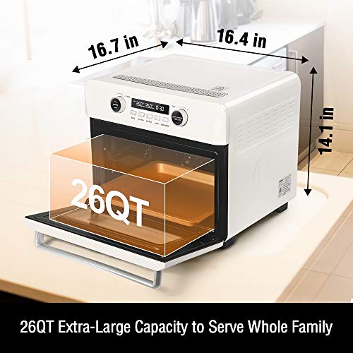 You are currently viewing Hauswirt 26Qt Digital Air Fryer Oven, 1200W 10-IN-1 Countertop Kitchen Appliance With Separate Upper and Lower Heat Control, 85℉ to 450℉ Temerature Range, Convection Function, LCD Display For Air Fry, Bake, Dehydrate, Roast, Broil, Toast, Ferment, Reheat, Grill, Rotisserie – Retro White