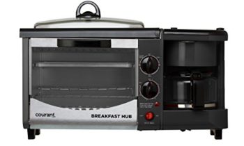 Read more about the article Courant 3-in-1 Multifunction Breakfast Hub (4 Slice Toaster Oven, Large 10” Diameter Griddle Pan, Multi Cup Coffee Maker), Black