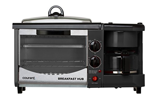 Read more about the article Courant 3-in-1 Multifunction Breakfast Hub (4 Slice Toaster Oven, Large 10” Diameter Griddle Pan, Multi Cup Coffee Maker), Black