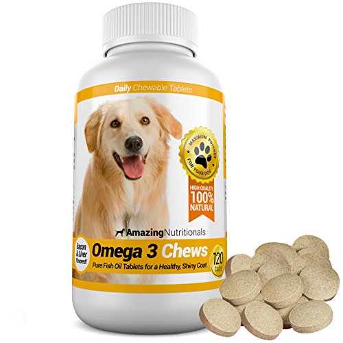 You are currently viewing Amazing Omega-3 Rich Fish Oil 100% Pure All-Natural – Unscented Premium Food Grade Pet Nutritional Supplements – Antioxidant Fatty Acids – Promotes Shiny Coat, Bone, Joint and Brain Health – 120 Tasty Chewable Tablets Your Dog Will Love
