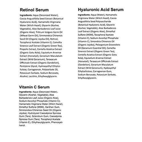 Read more about the article Anti Aging Serum 3-Pack for Face – Vitamin C Serum, Retinol Serum, Hyaluronic Acid Serum – Face Serum Full Regimen