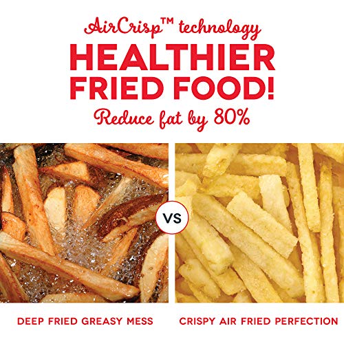Read more about the article Dash DFAF455GBRD01 Deluxe Electric Air Fryer + Oven Cooker with Temperature Control, Non Stick Fry Basket, Recipe Guide + Auto Shut off Feature, 6qt, Red