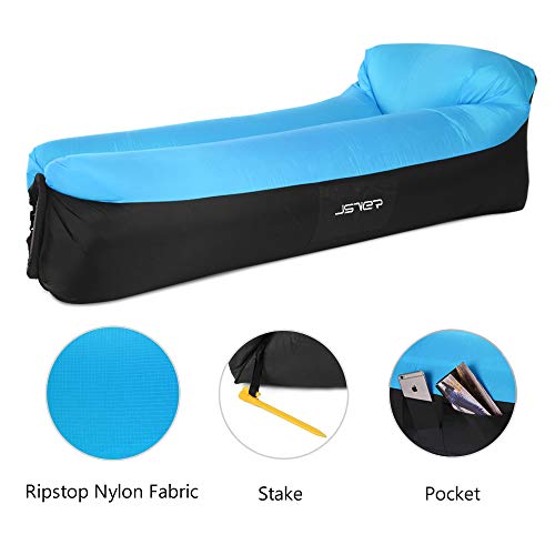 Read more about the article JSVER Inflatable Lounger Air Sofa with Portable Package for Beach and Pool Parties, Travelling, Hiking, Camping, Park, Blueblack