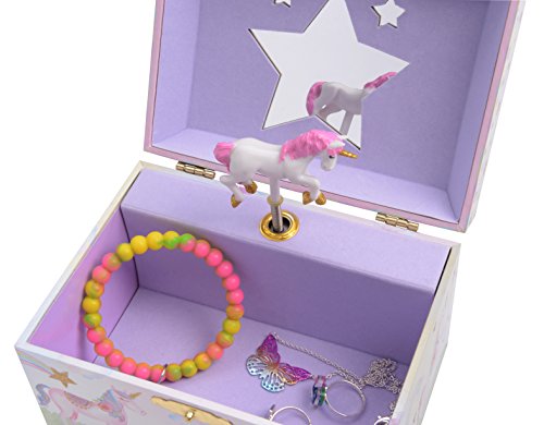 Read more about the article Jewelkeeper Girl’s Musical Jewelry Storage Box with Spinning Unicorn, Glitter Rainbow and Stars Design, The Unicorn Tune