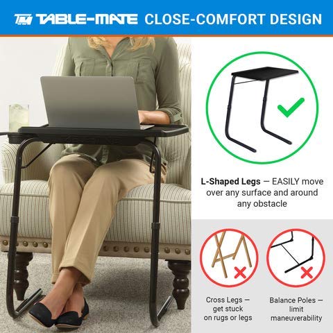 You are currently viewing Table Mate II Folding TV Tray Table and Cup Holder with 6 Height and 3 Angle Adjustments the Original TV Tray (Black)