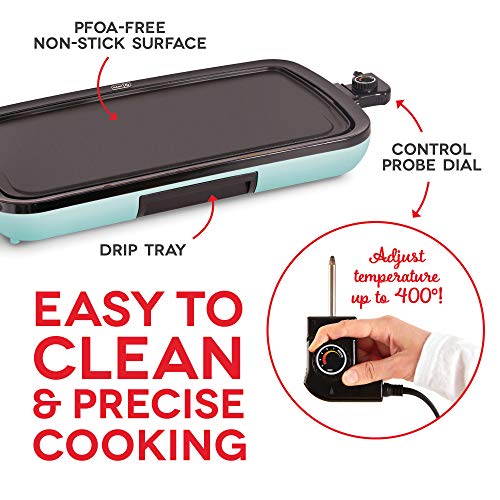 Read more about the article DASH DEG200GBAQ01 Everyday Nonstick Electric Griddle for Pancakes, Burgers, Quesadillas, Eggs & other on the go Breakfast, Lunch & Snacks with Drip Tray + Included Recipe Book, 20in, Aqua