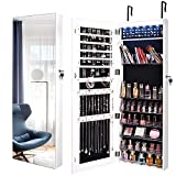You are currently viewing OUTDOOR DOIT 6189 6 LED Lights Solid Wood Frame Lockable Full mirror jewelry organizer wall mounted/door mounted Jewelry Box For Women/jewelry cabinet jewelry armoire (White)