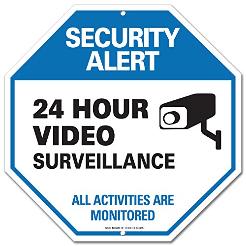 You are currently viewing Video Surveillance Sign – CCTV Security Alert – 24 Hour Surveilance All Activities Are Monitored Sign – Legend” Large 12 X 12 Octagon Rust Free 0.40 Aluminum Sign
