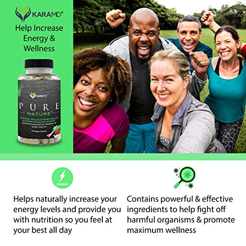 Read more about the article KaraMD Pure Nature | Dr Formulated Greens, Fruit & Vegetable Whole Food Health Supplement | Vitamins, Fiber & Antioxidant Superfood Nutrition | Natural Energy, Digestion & Immunity Boost, 120 Capsules
