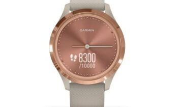 Read more about the article Garmin Hybrid Smartwatch with Real Watch Hands and Hidden Color Touchscreen Displays, rose gold with light sand case and band, 39mm, 010-02238-02