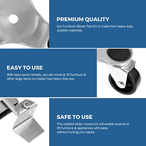 Read more about the article WICHEMI Furniture Mover & Lifter Kit, 3 Wheel Furniture Dolly, 6-Inch Steel Tri-Dolly with Caster, Easy Moving Appliance Roller Riser for Bulky & Heavy Loads in Home, Shop or Warehouse