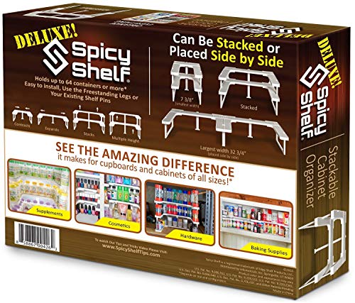 Read more about the article Spicy Shelf Deluxe – Expandable Spice Rack and Stackable Cabinet & Pantry Organizer (1 Set of 2 shelves) – As seen on TV