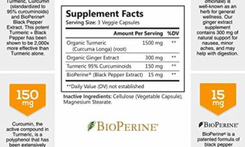 Read more about the article Turmeric Curcumin with BioPerine & Ginger 95% Curcuminoids 1950mg – Black Pepper for Absorption, Made in USA, Natural Immune Support, Turmeric Ginger Supplement by Natures Nutrition – 180 Capsules