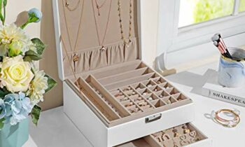 Read more about the article SONGMICS Jewelry Box, 3 Layers Jewelry Organizer with Removable Tray, Drawer, for Necklaces, Earrings, Rings, White UJBC241WT